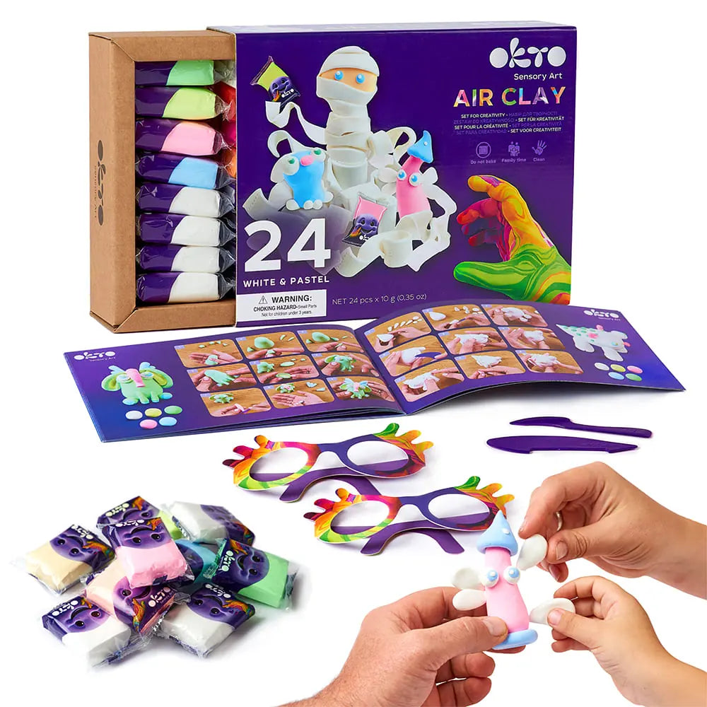 Set with air clay KIDS LINE 24 White & pastel
