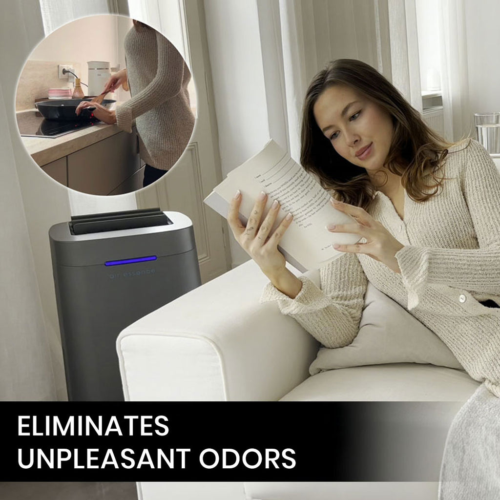 Air Essence™ Eco Plasma LCD ESP Graphene Air Purifier, 60m² Coverage, Non-consumable Graphene ESP Filter, UVC Sterilizer, Grey