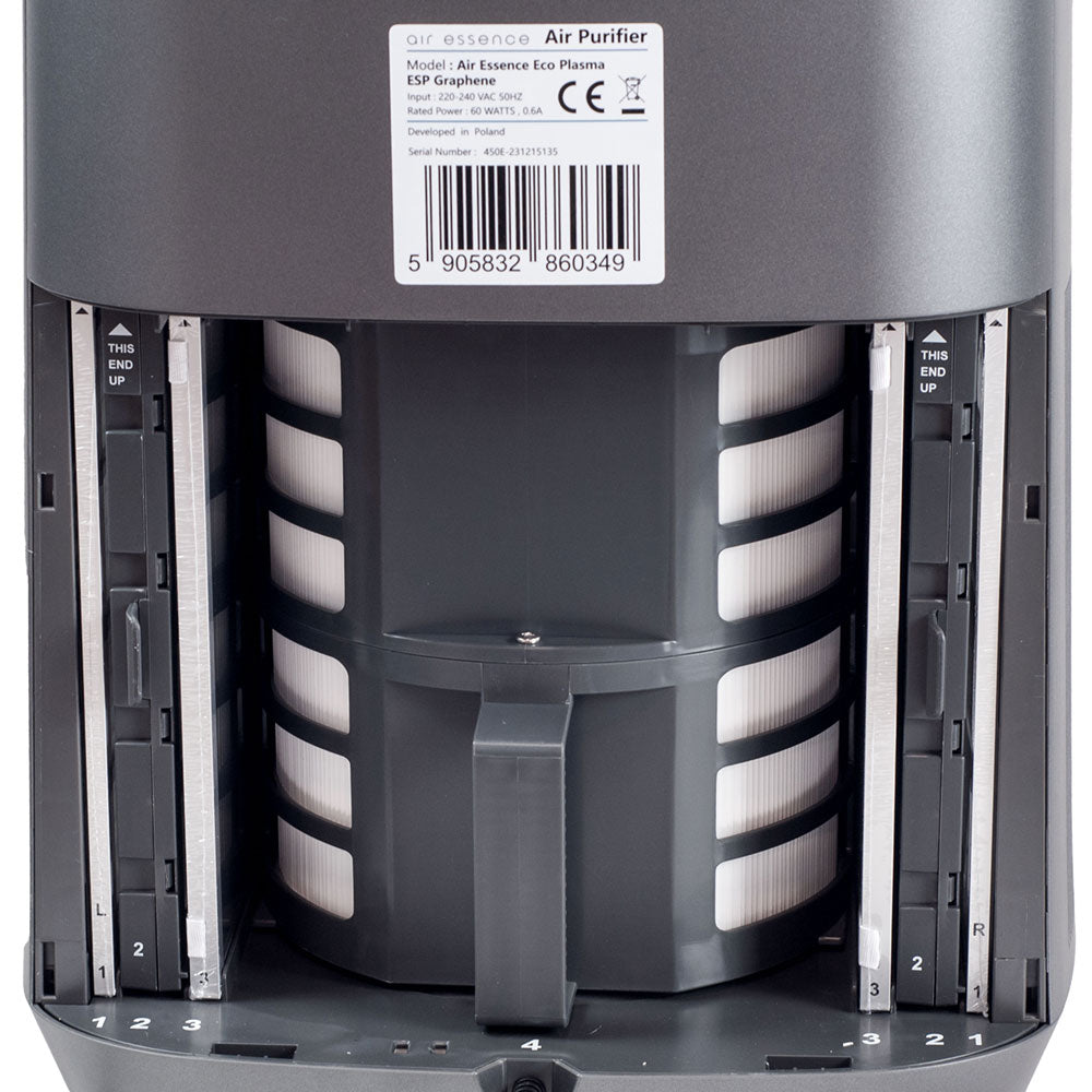 Air Essence™ Eco Plasma LCD ESP Graphene Air Purifier, 60m² Coverage, Non-consumable Graphene ESP Filter, UVC Sterilizer, Grey